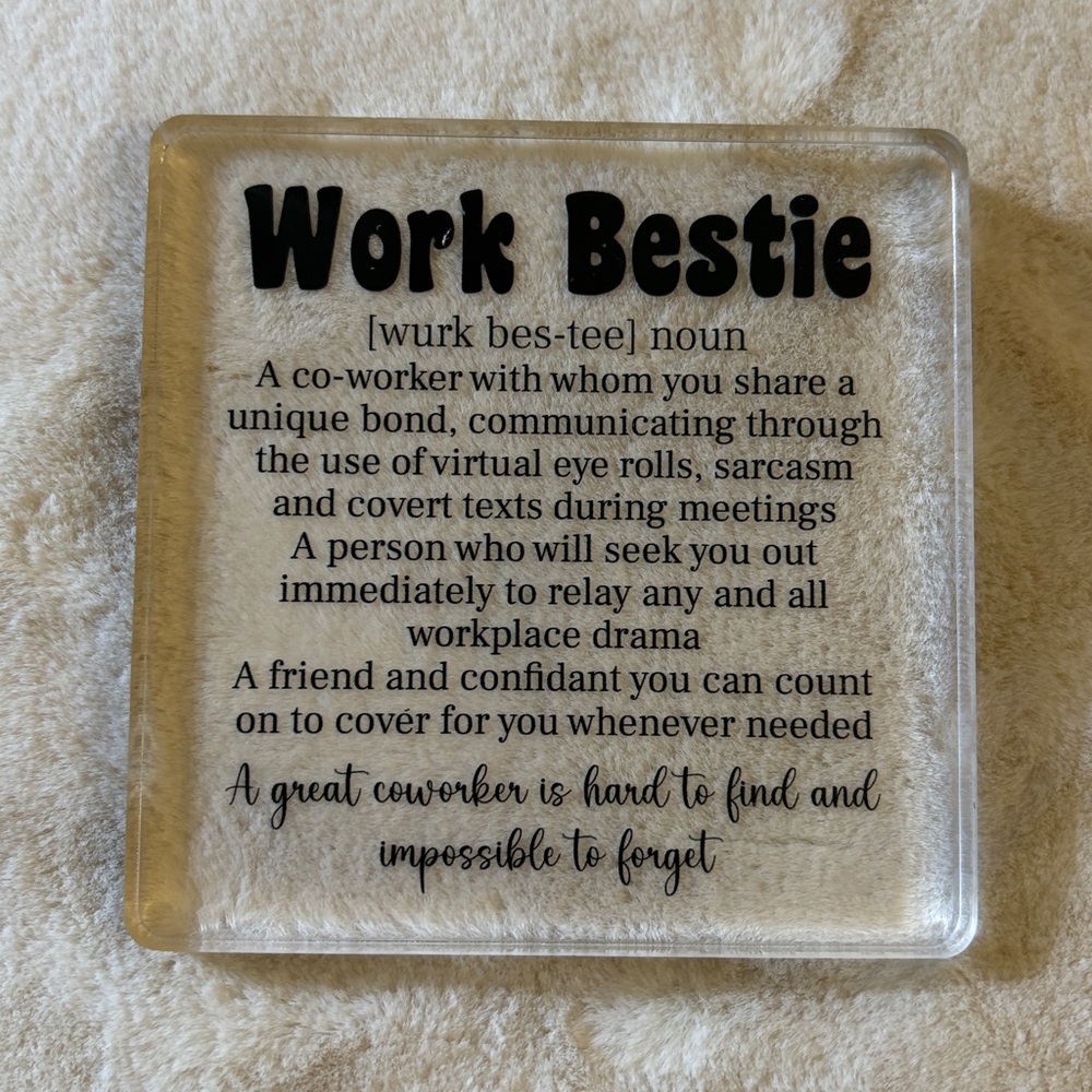 Meaningful work bestie Acrylic Heart Block